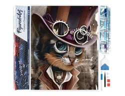 Diamond Painting Broderie Diamant Figured’Art 40x50cm toile entière roulée avec diamants carrés - Chat gentleman