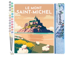 Peinture par Numéro Figured'Art Affiche Vintage Mont Saint-Michel - Activité Manuelle Kit de Loisir Créatif DIY Numéro d'Art Complet - 40x50cm sans châssis en bois