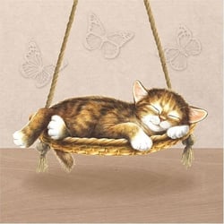 Lot de 4 serviettes en papier découpage collage 33 cm REPOS DU CHAT A 400