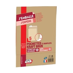 Enveloppes - Kraft - C4 - 229x324mm - Soufflets - Auto adhésive - Lot de 5 - GPV