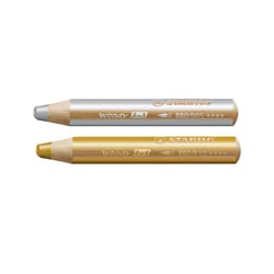 Lot de 2 crayons de couleur Woody 3in1 Rond - Argent - Or - STABILO