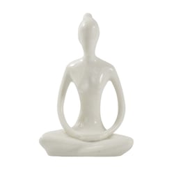 Statuette en Porcelaine Posture du Lotus Dhyana Mudra Blanc brillant 10 cm - Omsaé