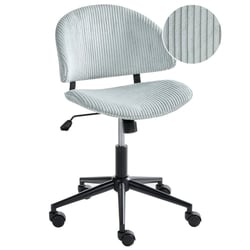 Chaise de Bureau Bleu Clair en Velours Côtelé Pivotante avec Assise et Dossier Hauteur Réglable Style Moderne