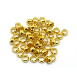 50 Perles à écraser rondelle acier inoxydable et chirurgical 316 doré plaqué or 24k Diamètre 2 mm