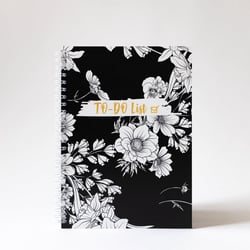 Carnet To Do Black Flowers