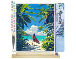 Peinture par Numéro Figured'Art - Paradis tropical du surf - Kit de Loisir Créatif DIY Numéro d'Art Complet - 40x50cm toile roulée + châssis en bois à monter