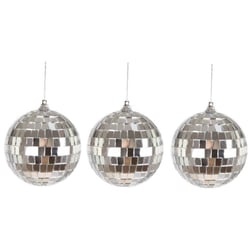 Lot de 3 boules à facettes - Décoration - Fête - A suspendre - 8cm diamètre - Argent