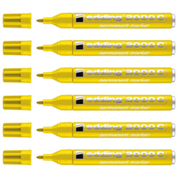 Lot de 6 marqueurs permanents - EDDING - Pointe ronde 1,5-3 mm - Corps aluminium - Jaune