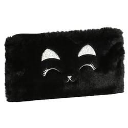 Trousse - Plate - Rectangulaire - Fourrure - Noir - 22 x 12 cm