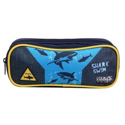 Trousse scolaire 2 compartiments Vorax Bleue Requins - BAGTROTTER