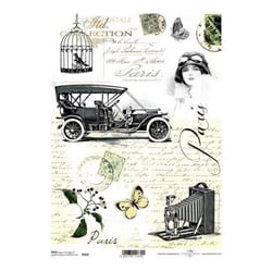 1 feuille de papier de riz 21 x 29,7 cm Itd Collection AMBIANCE RETRO 502