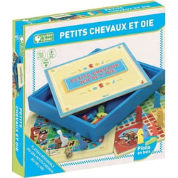 L'arbre a jouer - jeux des petits chevaux et oie - coffret en bois