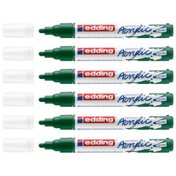 Marqueur acrylique pointe moyenne 2-3 mm - EDDING - Vert Mousse - Lot de 6