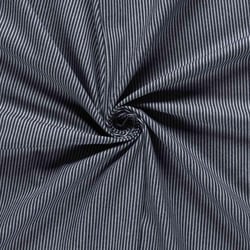 Tissu Jean Denim Coton Octave rayures Blanc sur fond Bleu marine