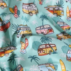 Tissu Coton imprimé Arty Combi Hawaï sur fond Bleu