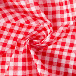 Tissu Fiesta Non tissé déperlant uni vichy Rouge sur fond Blanc