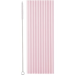 12 Pailles en Plastique   Rose   23 cm
