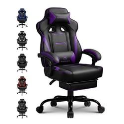 Fauteuil gaming ergonomique - GTPLAYER - noir/violet avec repose-pieds et lombaire