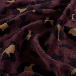 Tissu Velours tout doux Tess motif léopard sur fond Prune foncé