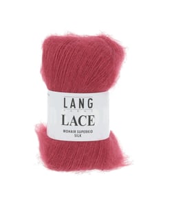 Pelote de Mohair et soie à tricoter LACE - 25 GR - Lang Yarns Rouge (60)