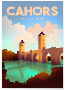 Affiche ville Cahors | A3 : 29,7x42cm