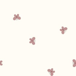 Tissu Popeline de Coton Léonie LittleBird Papillons Rose poudré sur fond Ecru