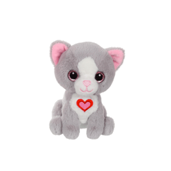Peluche - Peluche Lovely Cat - Chat Gris et Blanc - 15 cm
