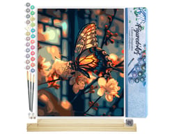 Peinture par Numéro Figured'Art - Papillon et Fleurs de Cerisiers - Kit de Loisir Créatif DIY Numéro d'Art Complet - 40x50cm toile roulée + châssis en bois à monter