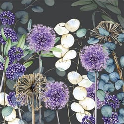 Lot de 4 serviettes en papier découpage collage 33 cm FLEUR FOND BLEU FL 104