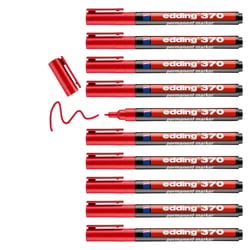 Lot de 10 marqueurs permanents - EDDING - pointe ronde 1 mm - rouge