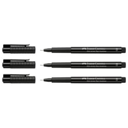 Lot de 3 Feutres encre de Chine PITT artist pen - Pointe Pinceau XS 0,1 mm - FABER-CASTELL - Noir