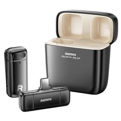 Remax Micro Sans Fil USB-C avec Réduction Bruit Portée 20 m et Boîtier de Recharge Noir