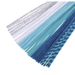 Fil chenille Mix, bleu pur, 0,9x30cm, 6  couleurs à 5 pièces,