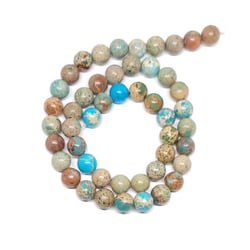 Fil de 60 perles ronde en pierre naturelle 6 mm JASPE IMPERIAL BLEU