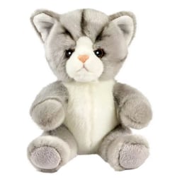Peluche chat gris et blanc Tetabizous – 17 cmH - Anima - Beige