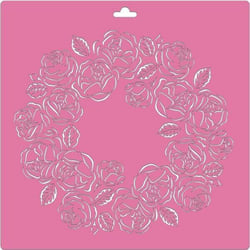 Pochoir plastique souple réutilisable 30 x 30 cm Fabrika Decoru COURONNE DE ROSES 206