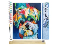 Peinture par Numéro Figured'Art - Chien en couleurs 2 - Kit de Loisir Créatif DIY Numéro d'Art Complet - 40x50cm toile roulée + châssis en bois à monter