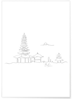 Affiche Line Art Bali | A3 : 29,7x42cm