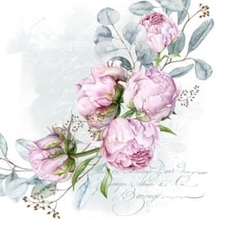 Lot de 4 serviettes en papier découpage collage 33 cm BORDURE DE ROSES FL 100