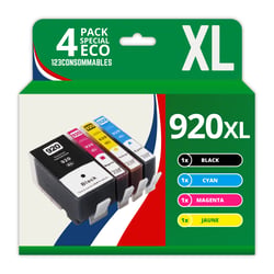 123CONSOMMABLES - 920XL - Pack de 4 Cartouches d'encre Compatible avec HP 920 XL - pour HP OfficeJet 6500A 6500 7500 6000 7500A 7000 - 123CONSOMMABLES