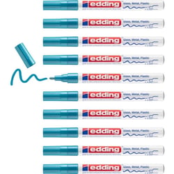 Lot de 10 marqueurs peinture permanente - EDDING - Pointe ronde 1-2 mm - Bleu clair