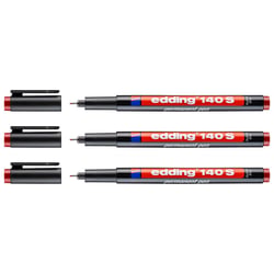 Lot de 3 marqueurs permanents - EDDING - Pointe super fine 0,3 mm - Rouge
