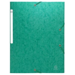 Chemises à élastiques carte lustrée 3 rabats monobloc - Vert - x 50 - Exacompta