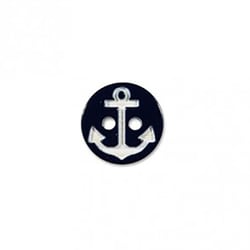 Lot de 6 boutons 2 trous ancre marine noir/blanc 13mm