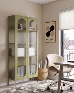 Armoire vitrine Acier Vert FOXTON - Beliani