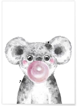 Affiche 'Bulle de Koala Rose' | A3 : 29,7x42cm