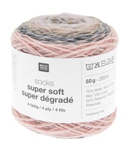Laine à chaussette Socks Super Soft Super Dégradé 4 fils - Rico Design 02 Rose Dusty
