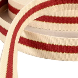 Bobine 20m sangle 3 bandes fil métal coton 30mm rouge bordeaux