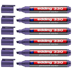 Lot de 6 marqueurs permanents - EDDING - Violet - Pointe biseautée 1-5 mm