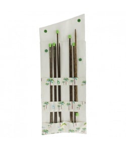 Set d'aiguilles à tricoter en bois de palmier 35 cm N°4 à 6 - Pony Blanc